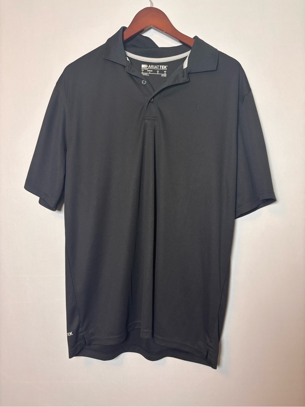 Ariat Tek Heat Series Polo Shirt Men Size Large Short Sleeve Golf Black Logo